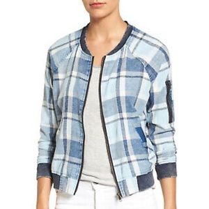 Sanctuary • Plaid Denim Bomber Jacket • XS